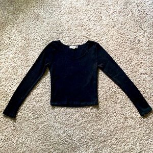 Black Long Sleeve Fitted Top | SMALL